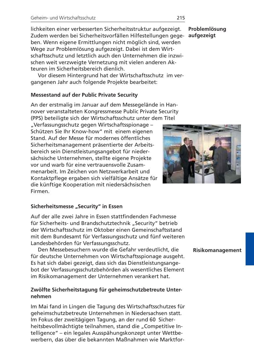 Seite 215 des Verfassungsschutzbericht 2008 Niedersachsen