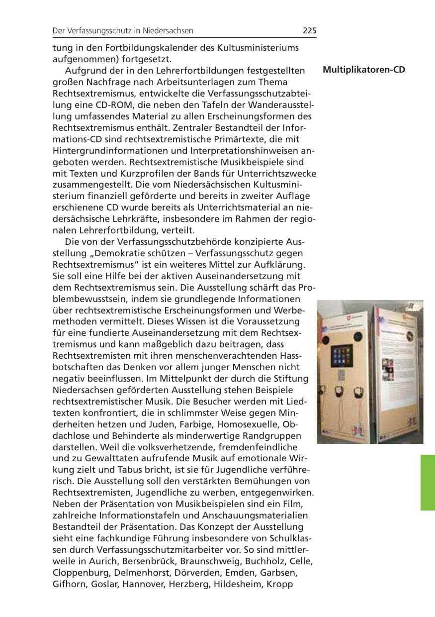 Seite 225 des Verfassungsschutzbericht 2008 Niedersachsen