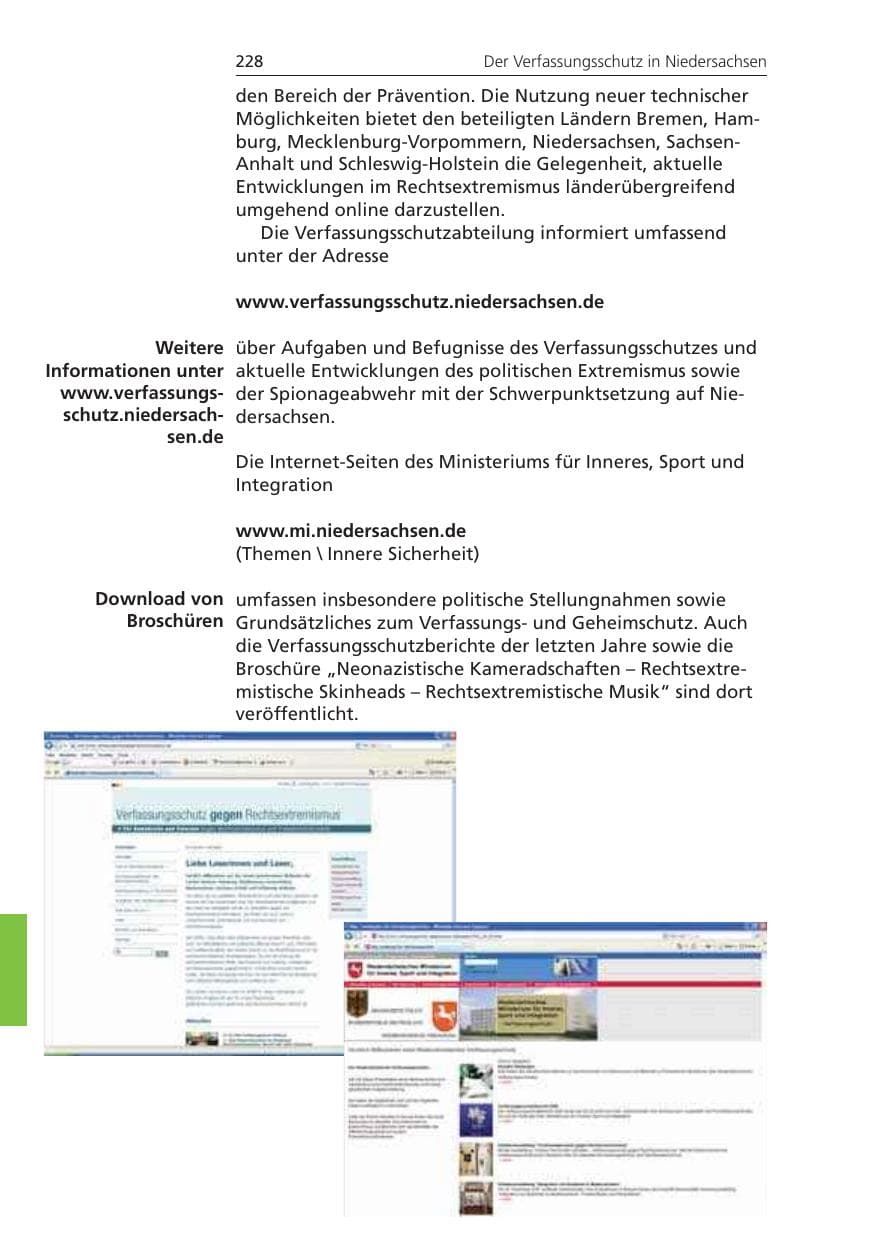 Seite 228 des Verfassungsschutzbericht 2008 Niedersachsen