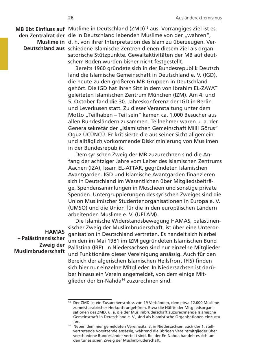 Seite 26 des Verfassungsschutzbericht 2008 Niedersachsen