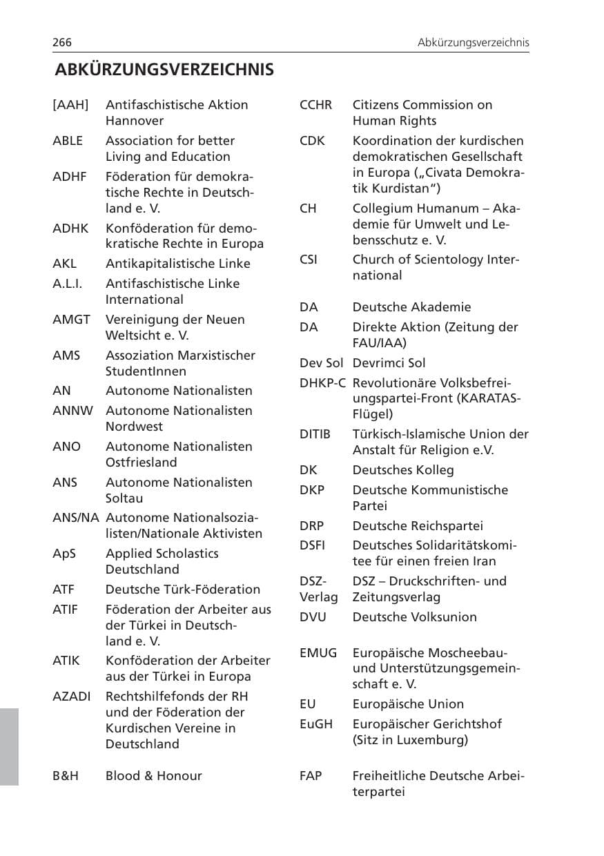 Seite 266 des Verfassungsschutzbericht 2008 Niedersachsen