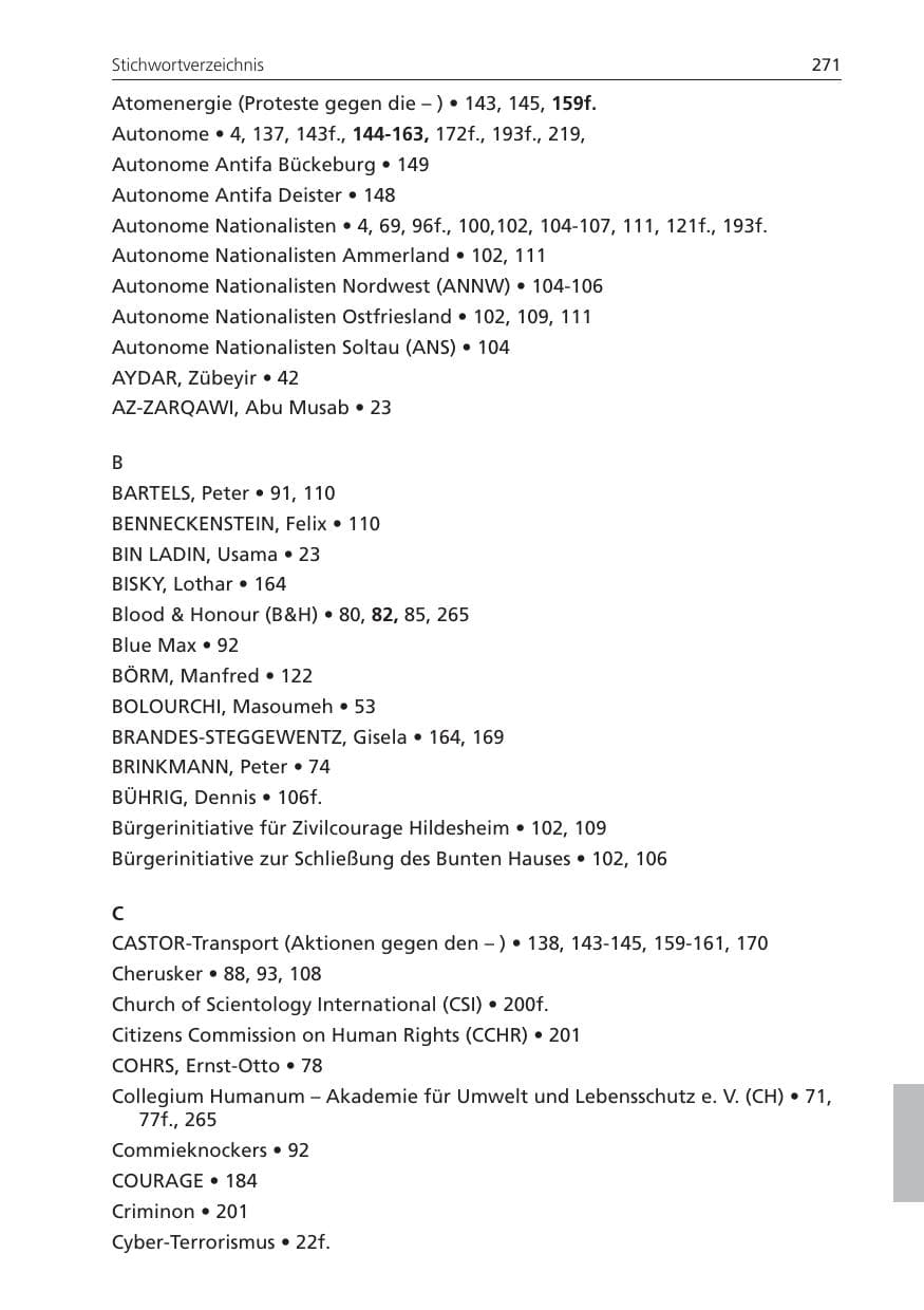 Seite 271 des Verfassungsschutzbericht 2008 Niedersachsen