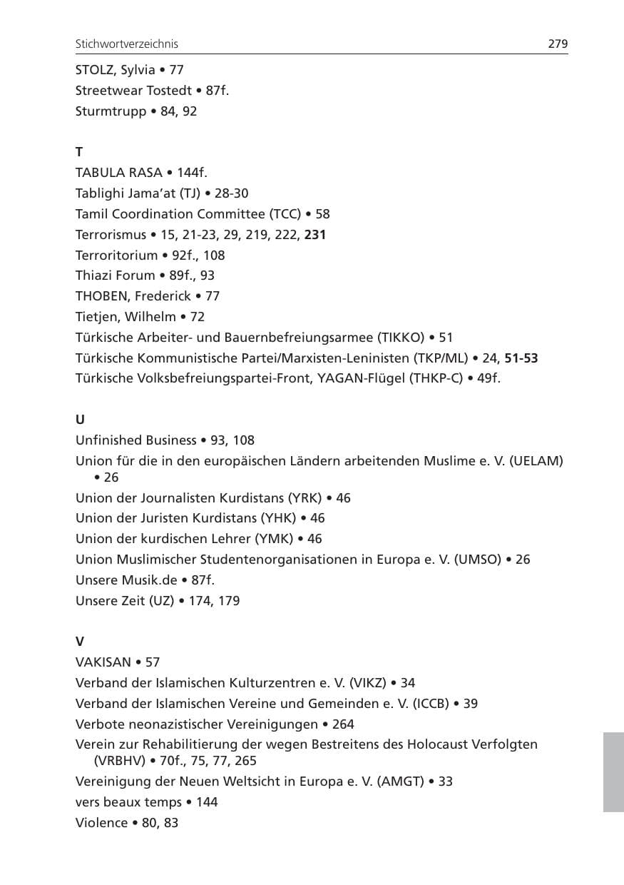 Seite 279 des Verfassungsschutzbericht 2008 Niedersachsen