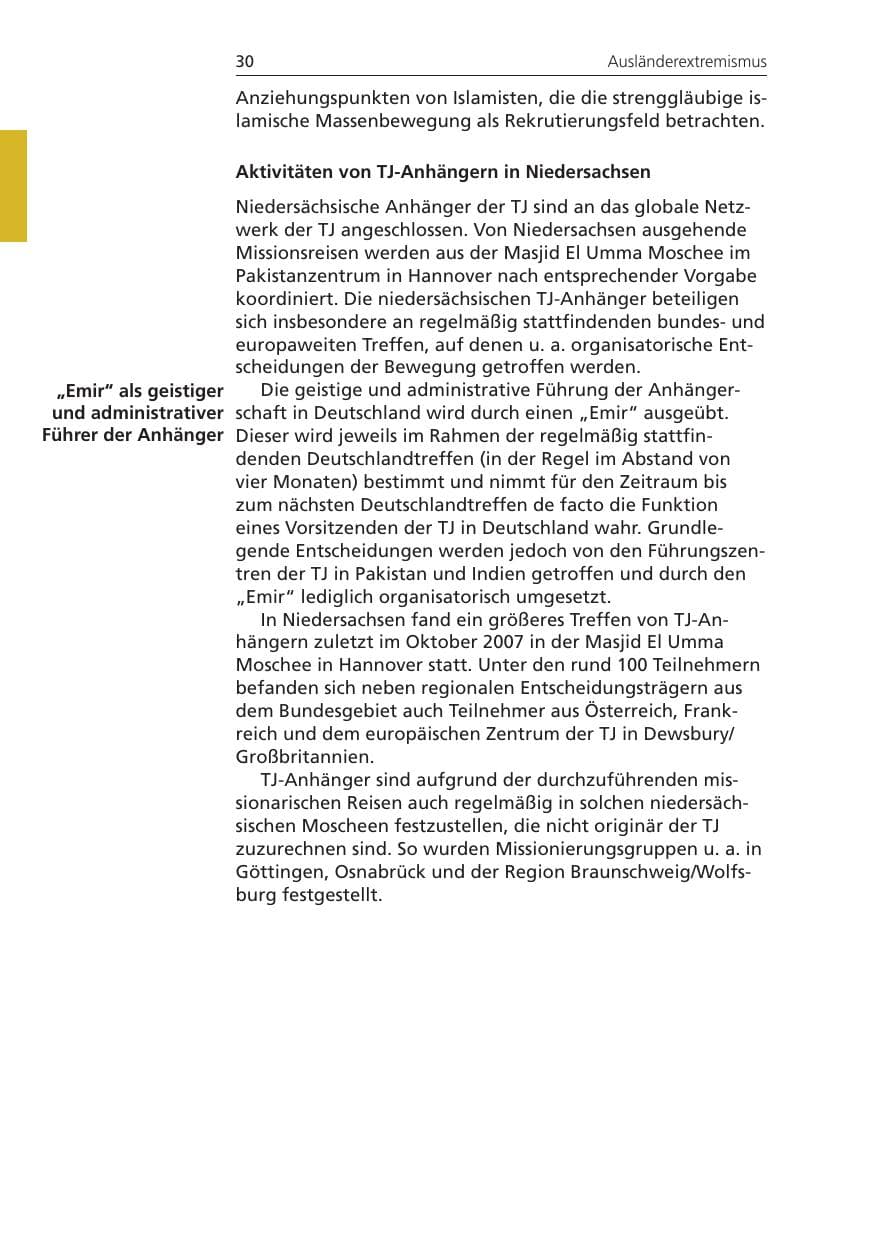 Seite 30 des Verfassungsschutzbericht 2008 Niedersachsen