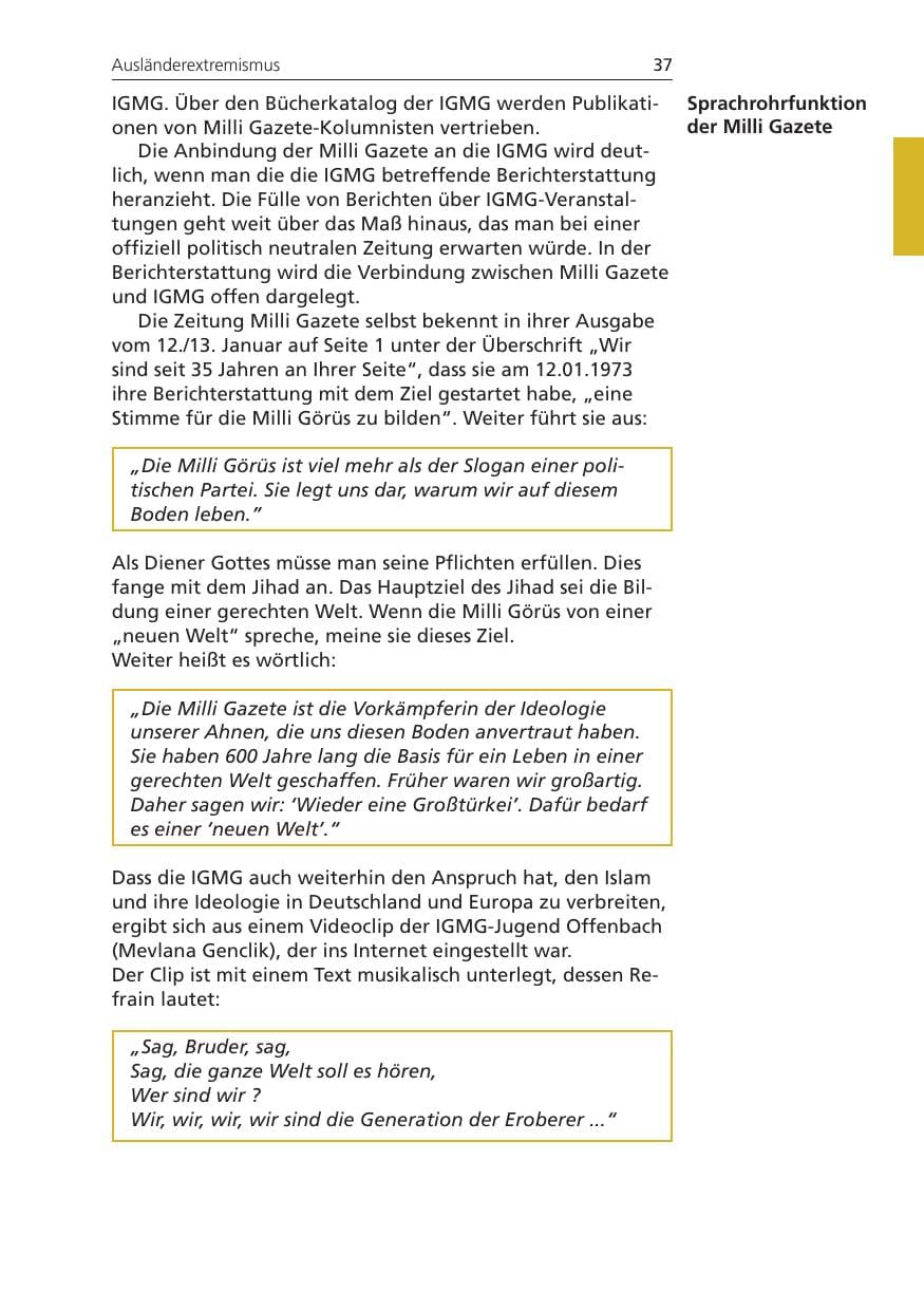 Seite 37 des Verfassungsschutzbericht 2008 Niedersachsen