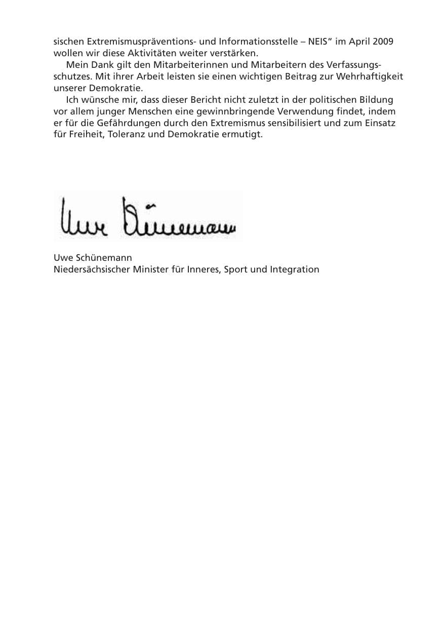 Seite 5 des Verfassungsschutzbericht 2008 Niedersachsen