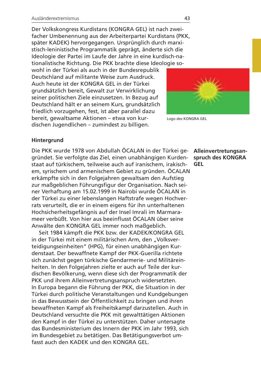 Seite 43 des Verfassungsschutzbericht 2008 Niedersachsen