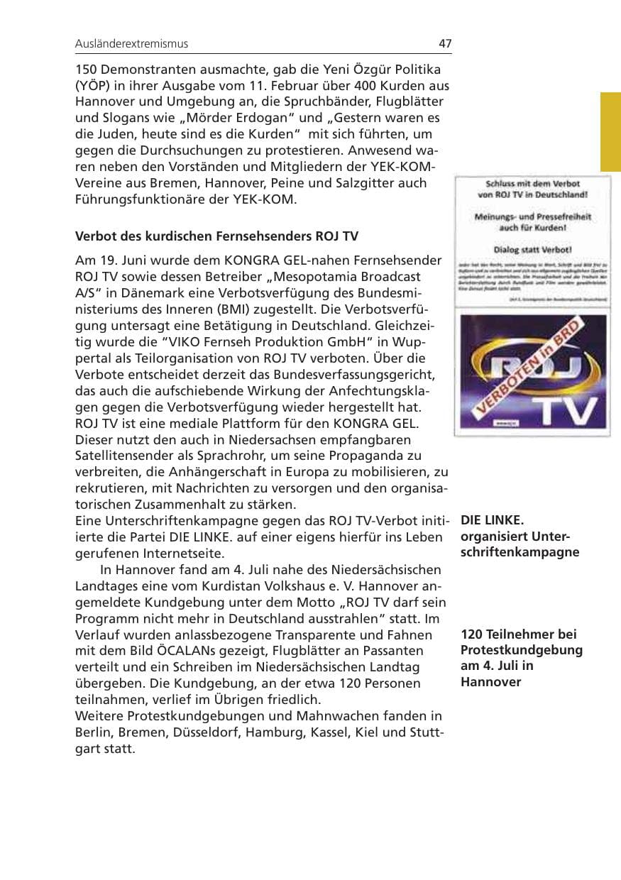Seite 47 des Verfassungsschutzbericht 2008 Niedersachsen