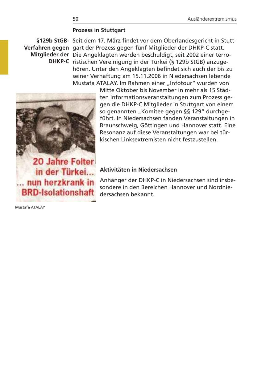 Seite 50 des Verfassungsschutzbericht 2008 Niedersachsen
