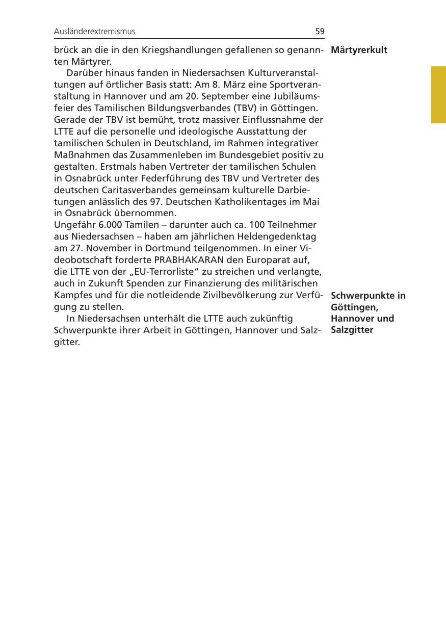 Seite 59 des Verfassungsschutzbericht 2008 Niedersachsen