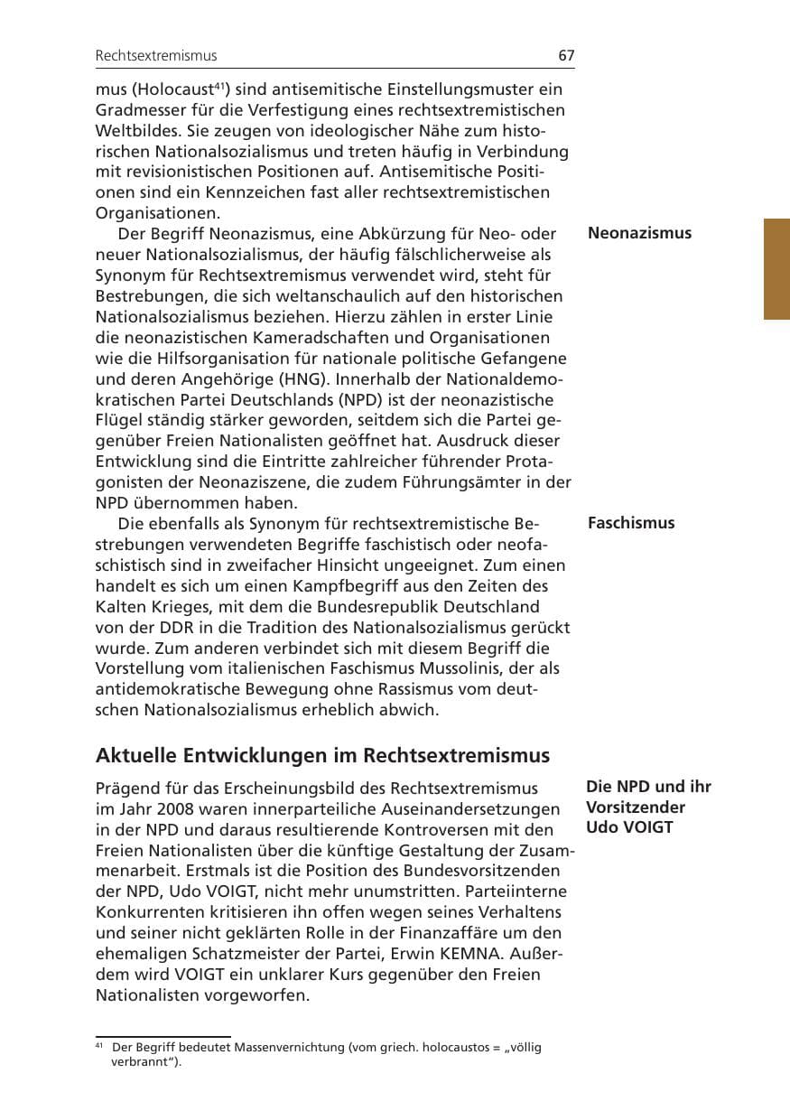 Seite 67 des Verfassungsschutzbericht 2008 Niedersachsen