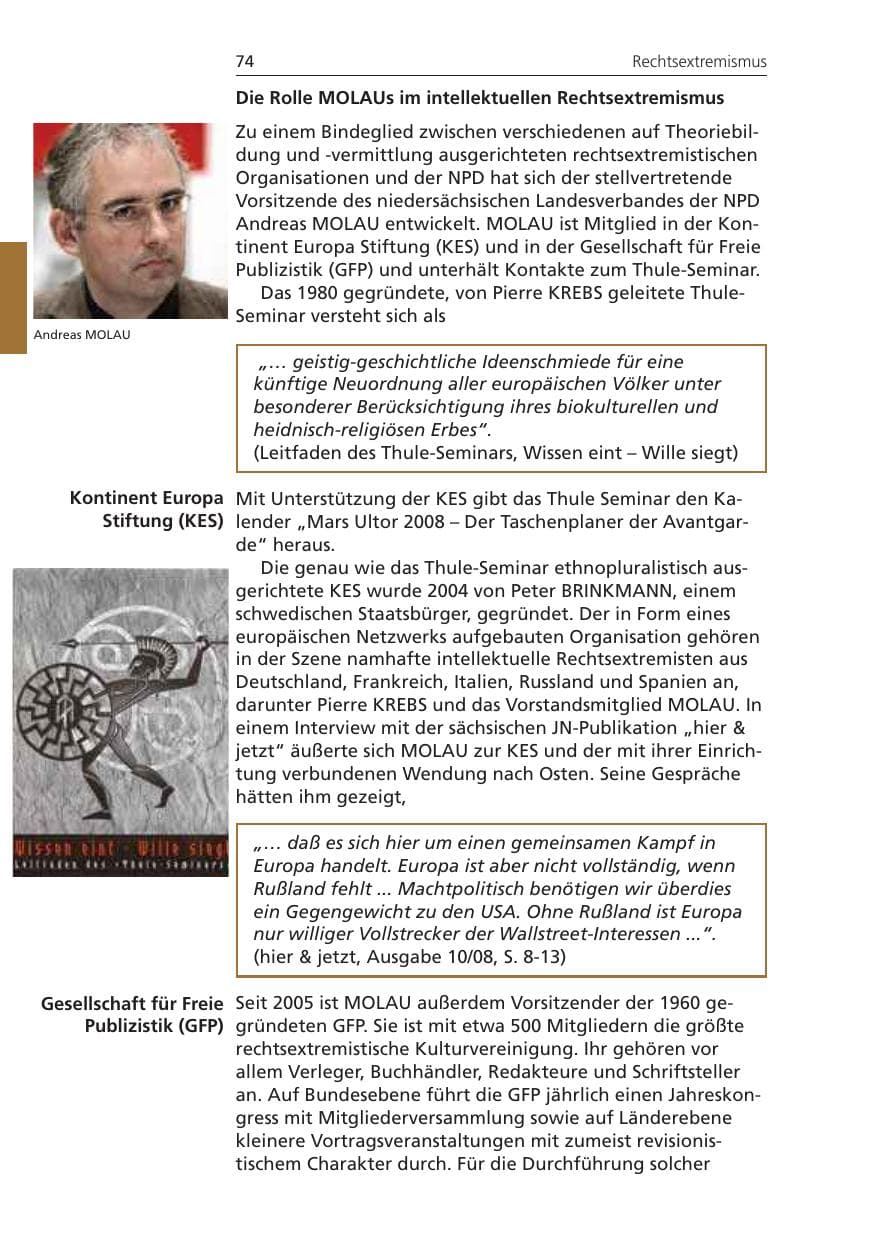 Seite 74 des Verfassungsschutzbericht 2008 Niedersachsen