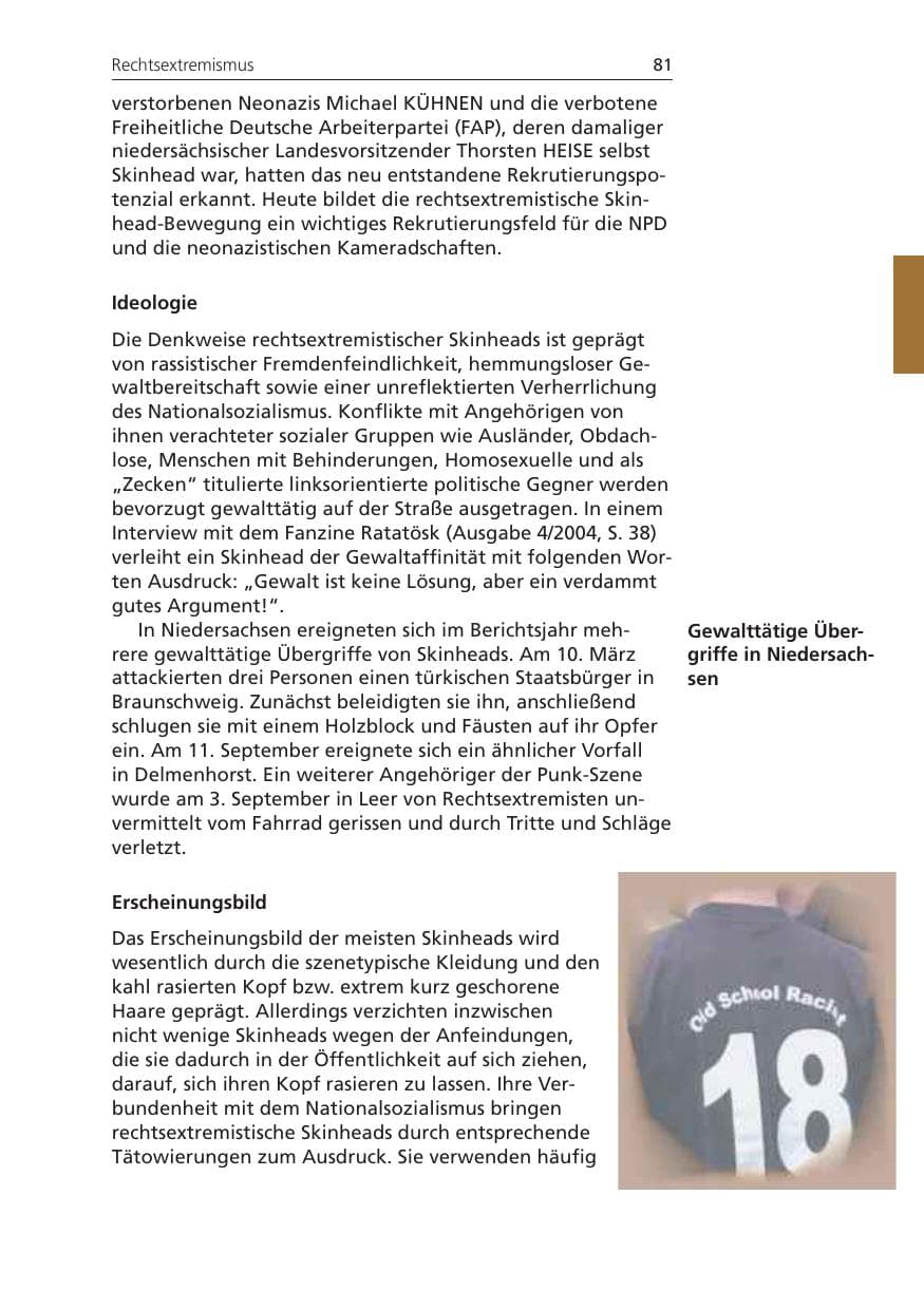 Seite 81 des Verfassungsschutzbericht 2008 Niedersachsen