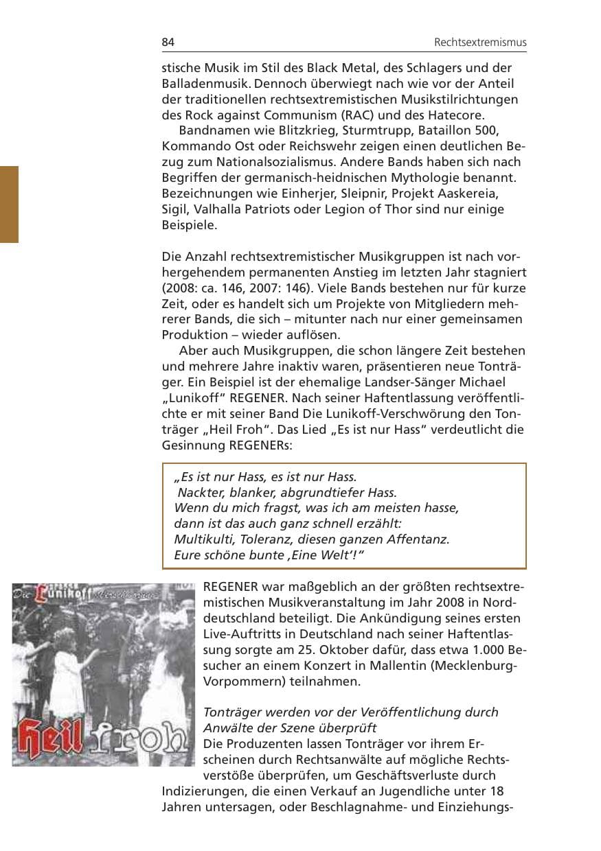 Seite 84 des Verfassungsschutzbericht 2008 Niedersachsen