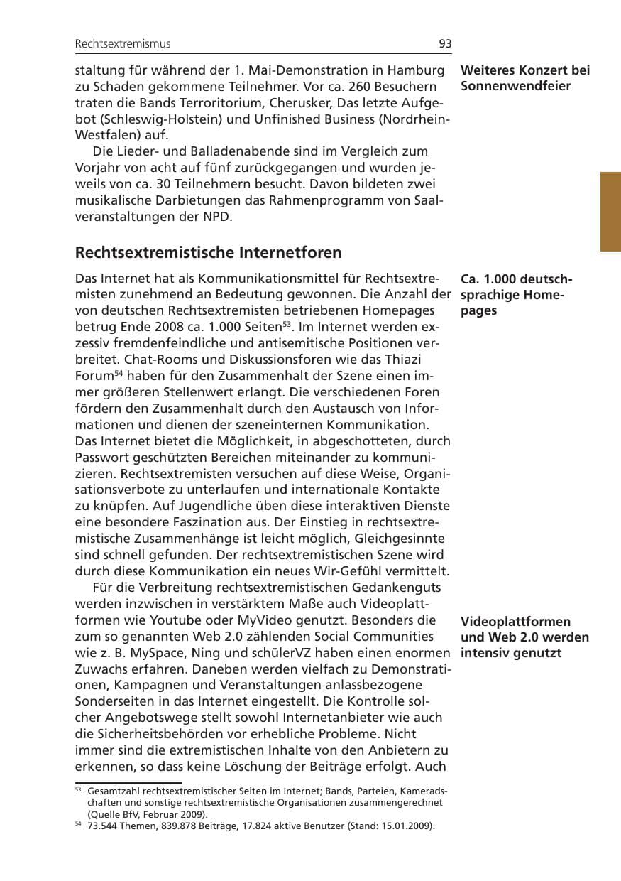 Seite 93 des Verfassungsschutzbericht 2008 Niedersachsen