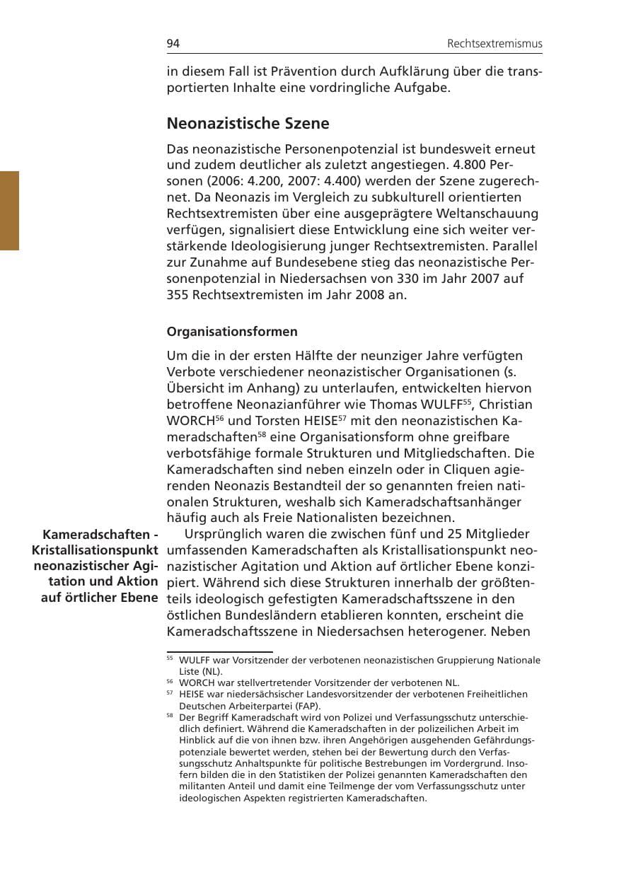 Seite 94 des Verfassungsschutzbericht 2008 Niedersachsen