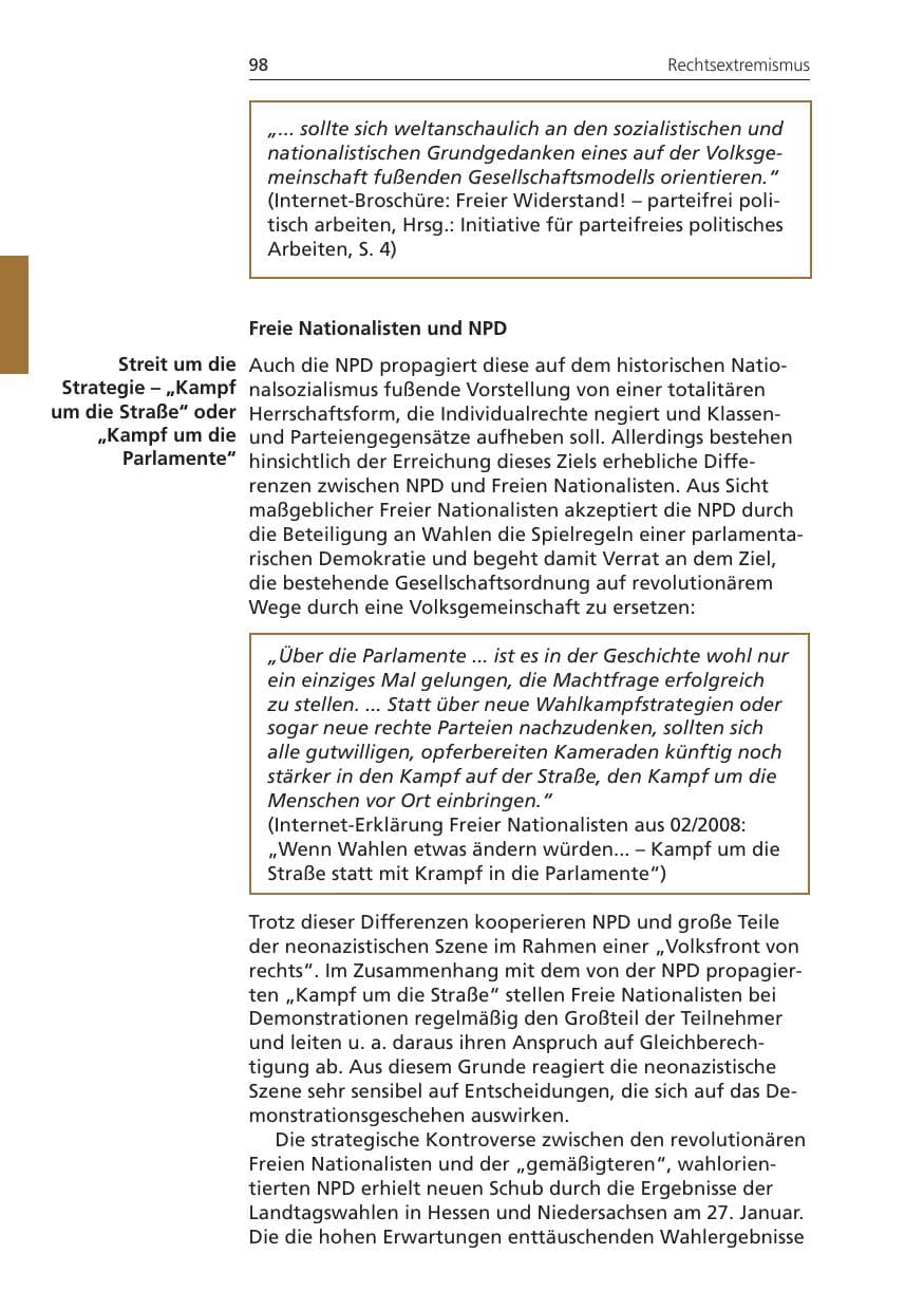 Seite 98 des Verfassungsschutzbericht 2008 Niedersachsen