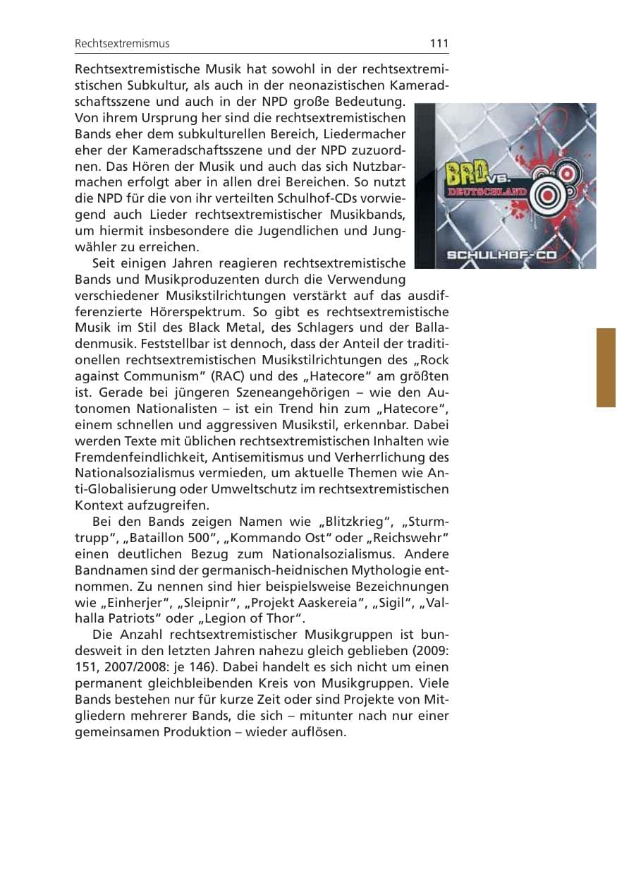 Seite 111 des Verfassungsschutzbericht 2009 Niedersachsen
