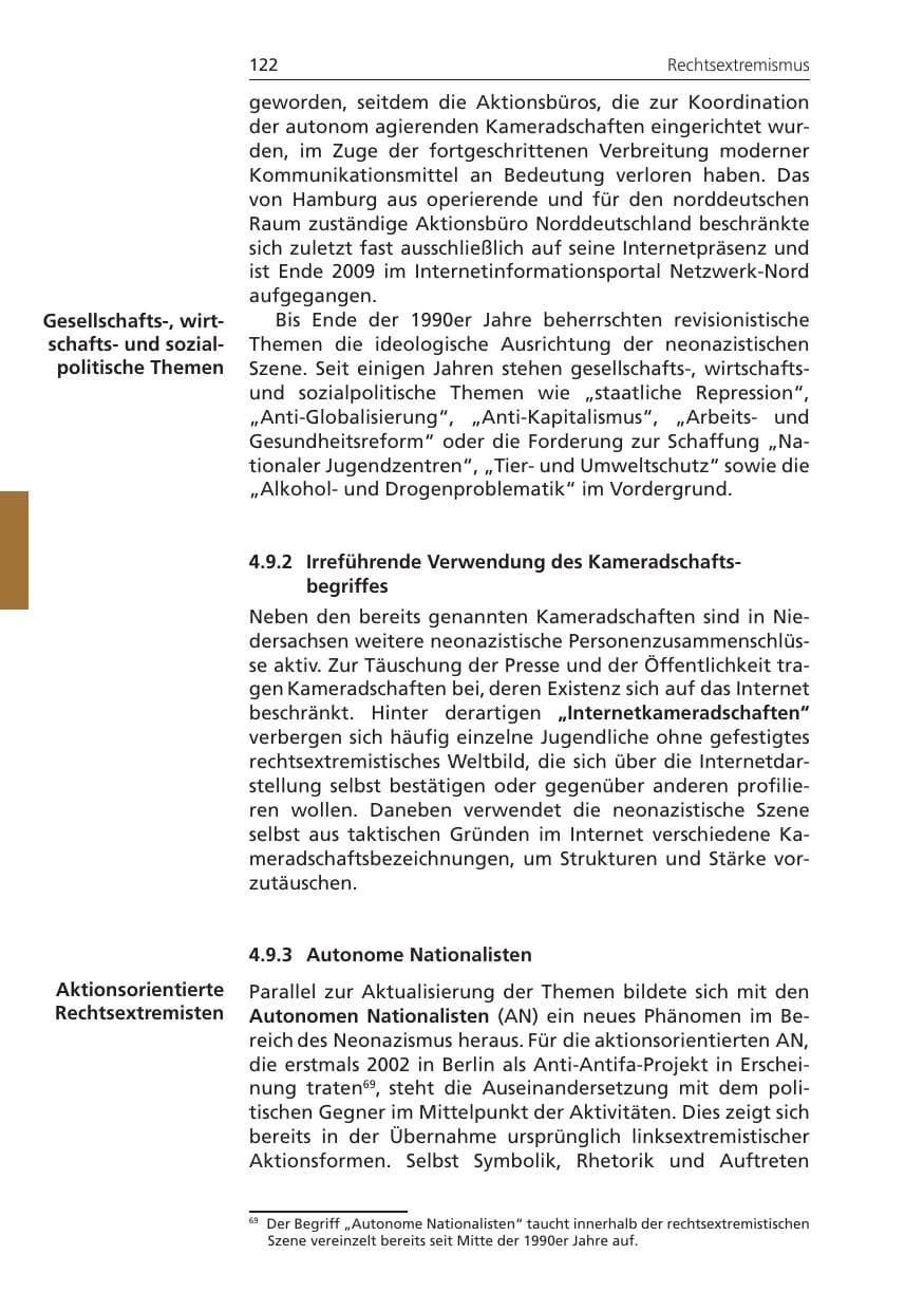 Seite 122 des Verfassungsschutzbericht 2009 Niedersachsen
