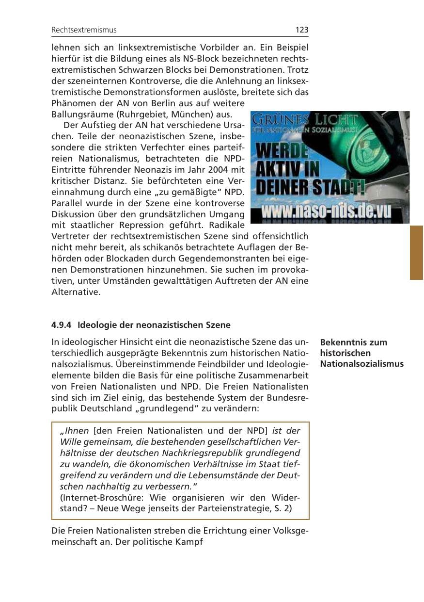 Seite 123 des Verfassungsschutzbericht 2009 Niedersachsen