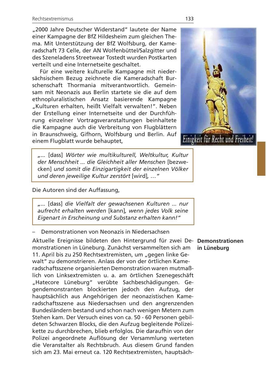 Seite 133 des Verfassungsschutzbericht 2009 Niedersachsen