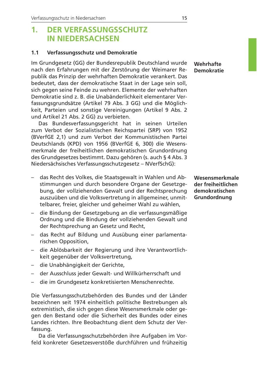 Seite 15 des Verfassungsschutzbericht 2009 Niedersachsen