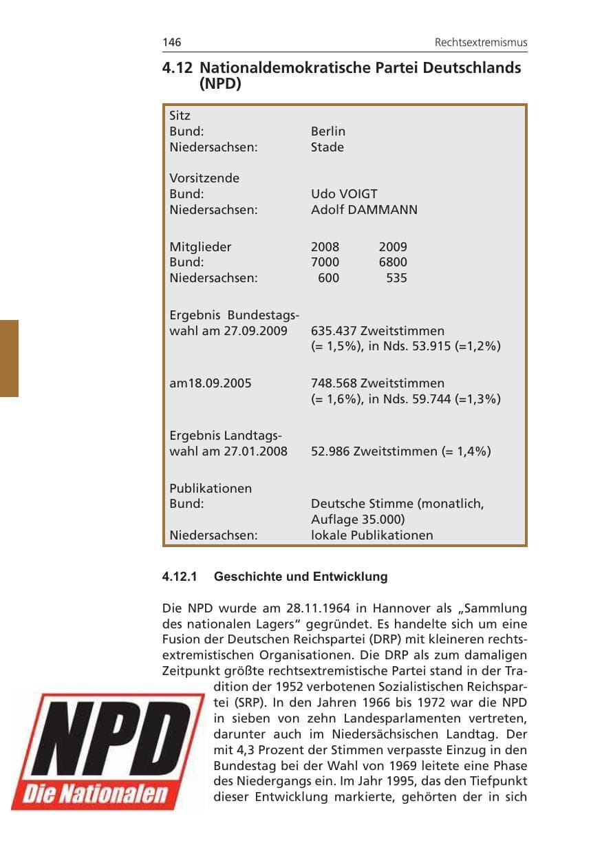 Seite 146 des Verfassungsschutzbericht 2009 Niedersachsen