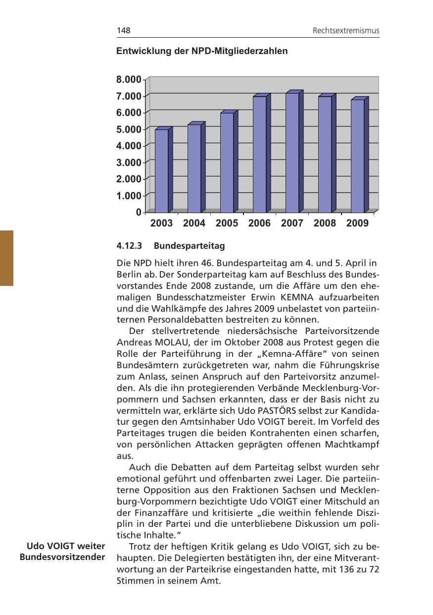 Seite 148 des Verfassungsschutzbericht 2009 Niedersachsen