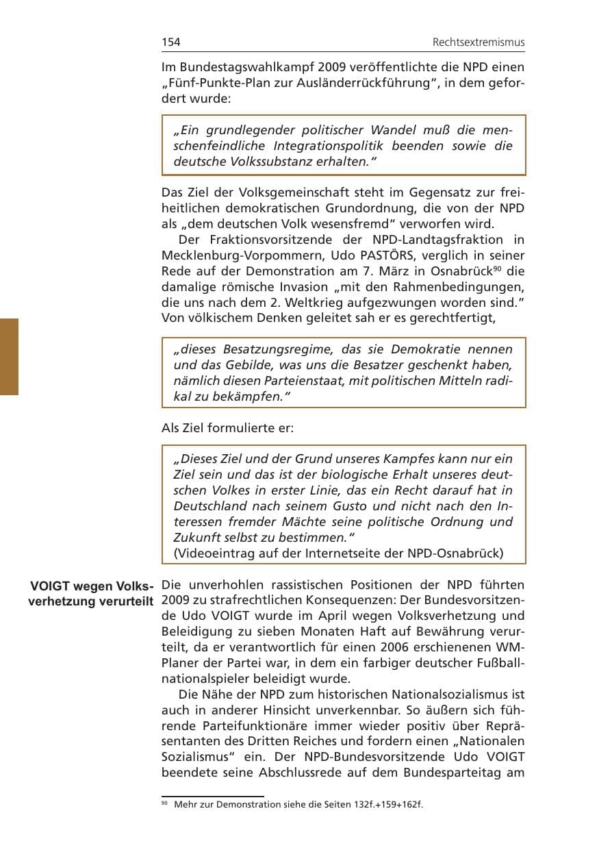 Seite 154 des Verfassungsschutzbericht 2009 Niedersachsen