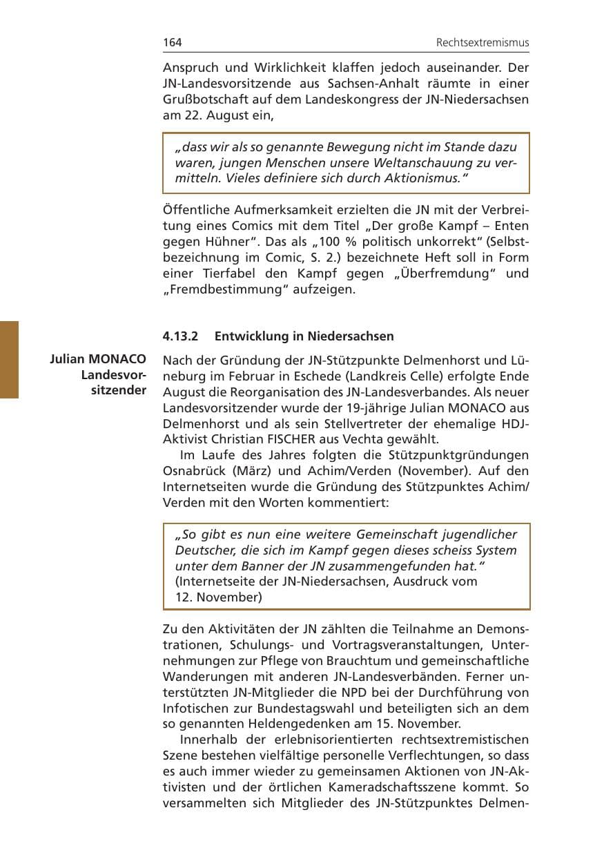 Seite 164 des Verfassungsschutzbericht 2009 Niedersachsen