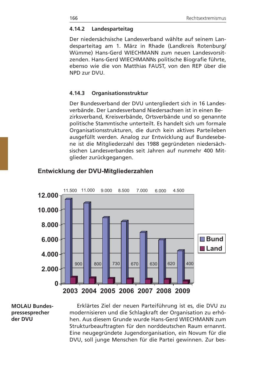 Seite 166 des Verfassungsschutzbericht 2009 Niedersachsen