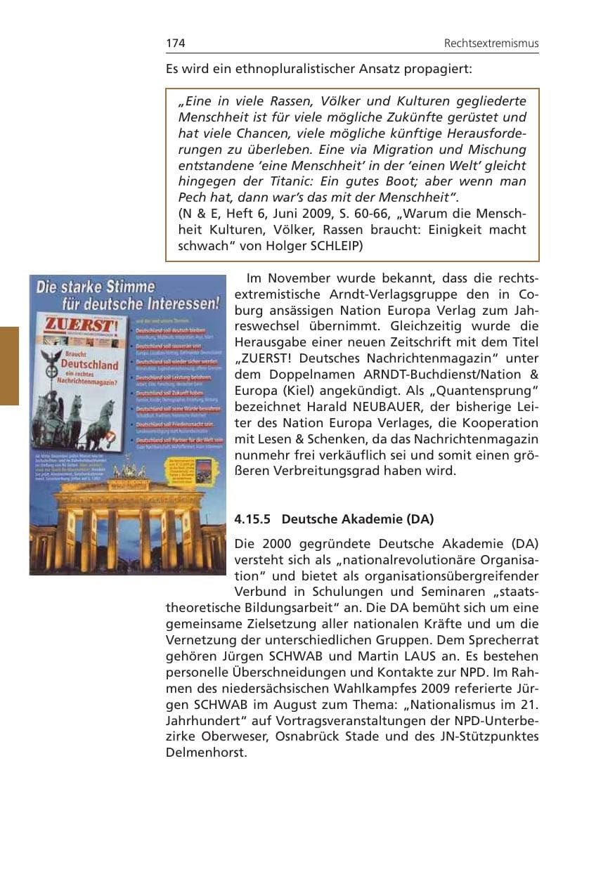Seite 174 des Verfassungsschutzbericht 2009 Niedersachsen