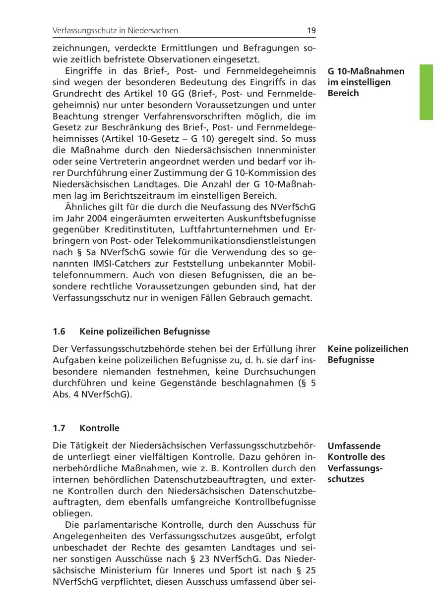 Seite 19 des Verfassungsschutzbericht 2009 Niedersachsen