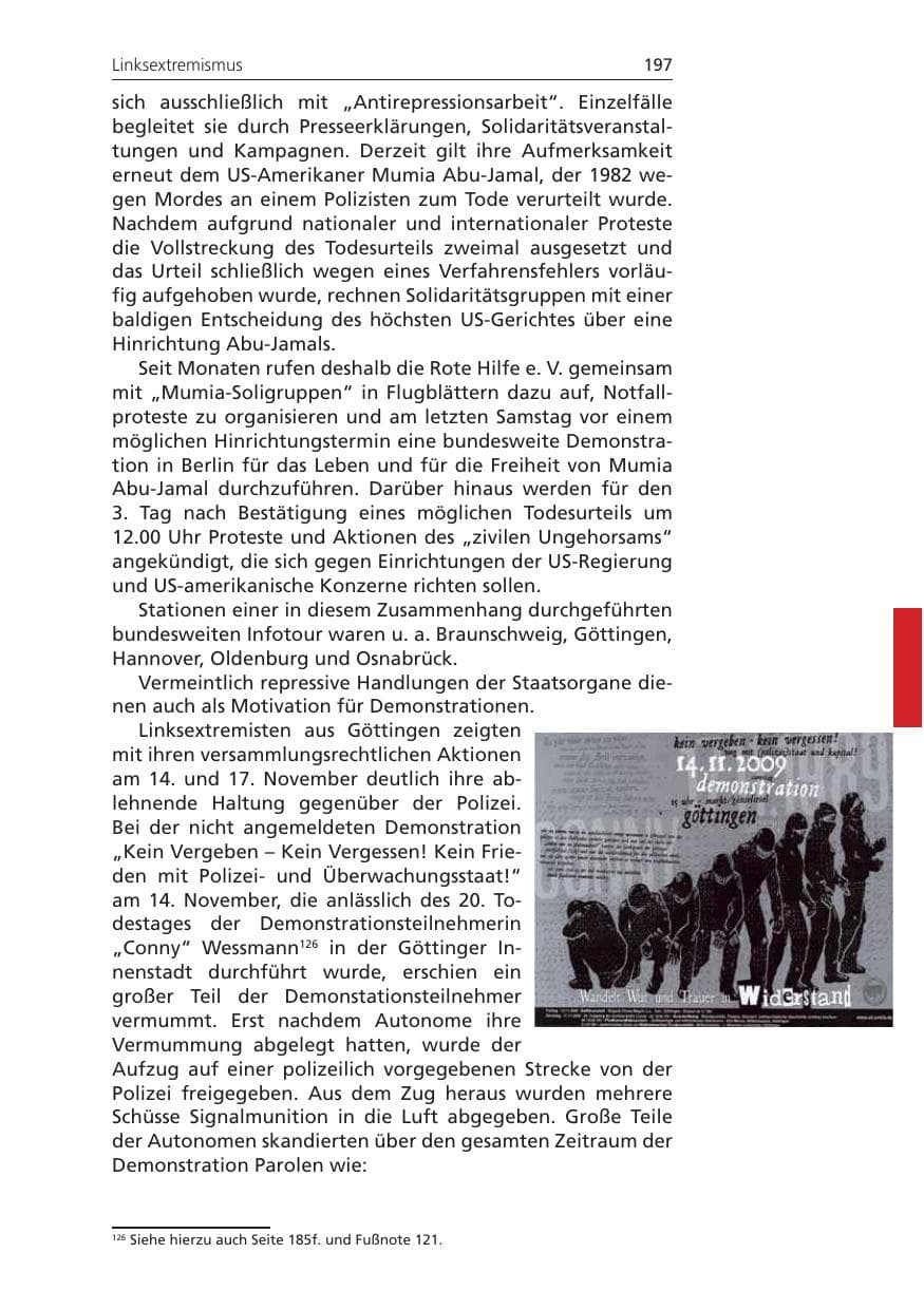 Seite 197 des Verfassungsschutzbericht 2009 Niedersachsen