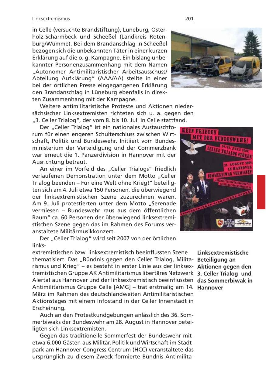 Seite 201 des Verfassungsschutzbericht 2009 Niedersachsen