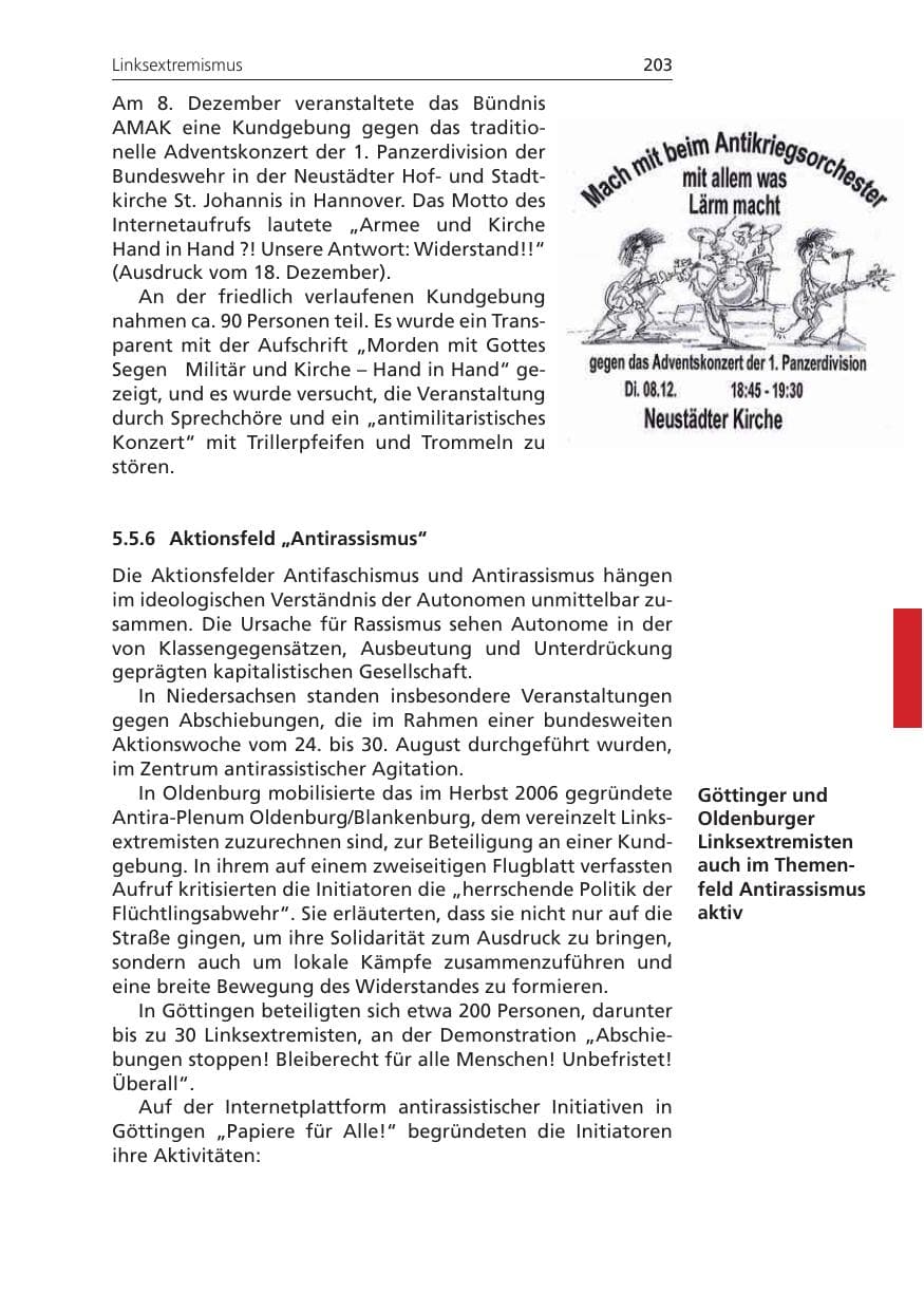 Seite 203 des Verfassungsschutzbericht 2009 Niedersachsen