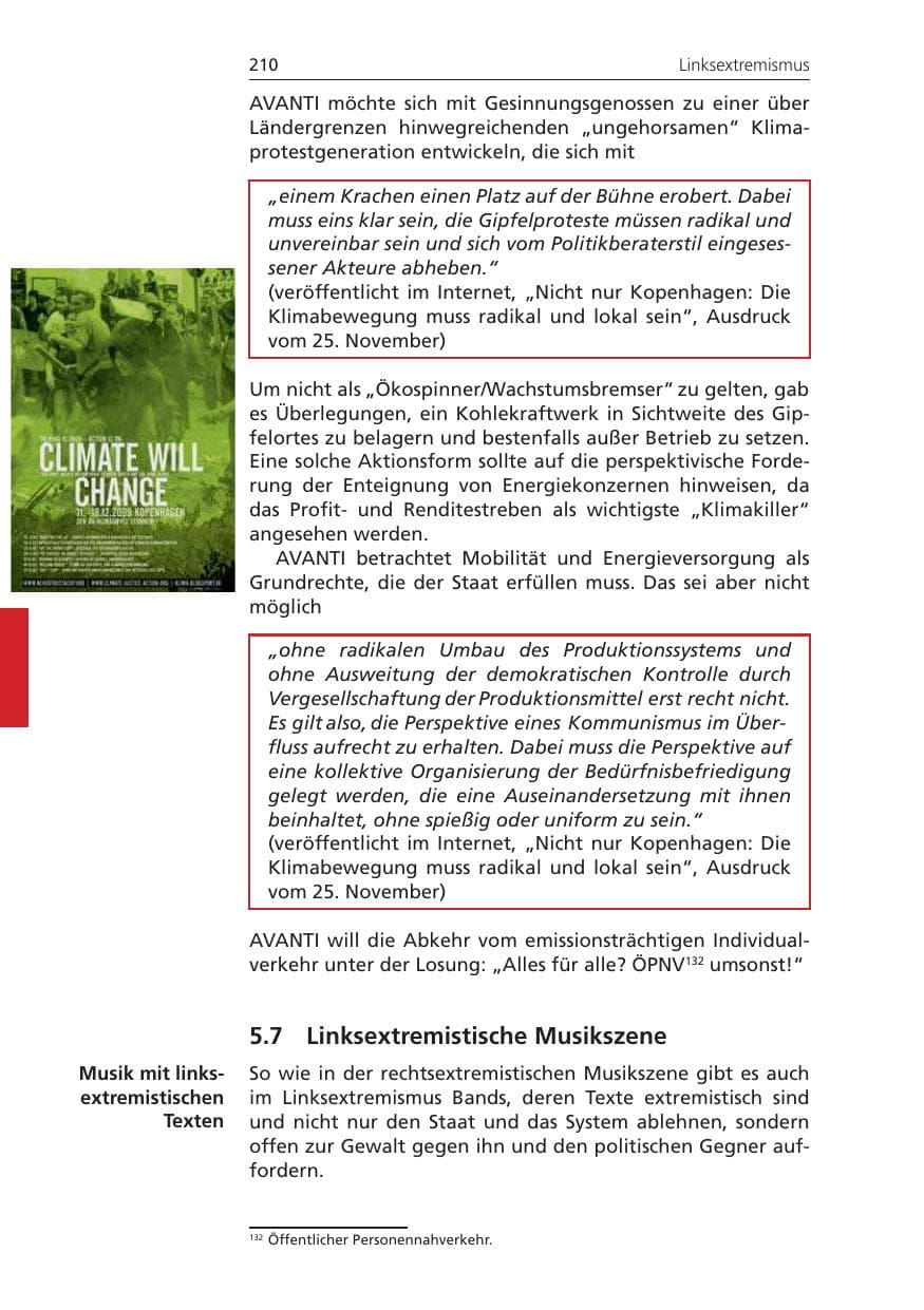 Seite 210 des Verfassungsschutzbericht 2009 Niedersachsen