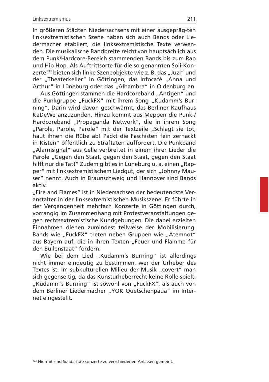 Seite 211 des Verfassungsschutzbericht 2009 Niedersachsen