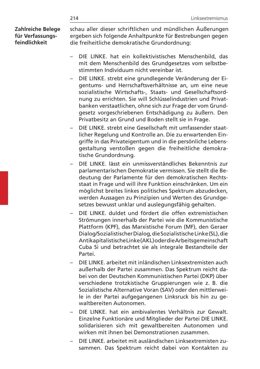 Seite 214 des Verfassungsschutzbericht 2009 Niedersachsen