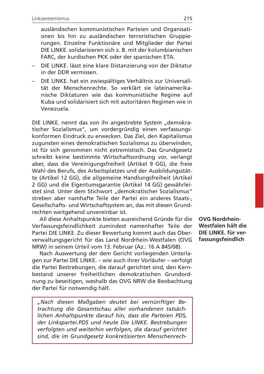 Seite 215 des Verfassungsschutzbericht 2009 Niedersachsen
