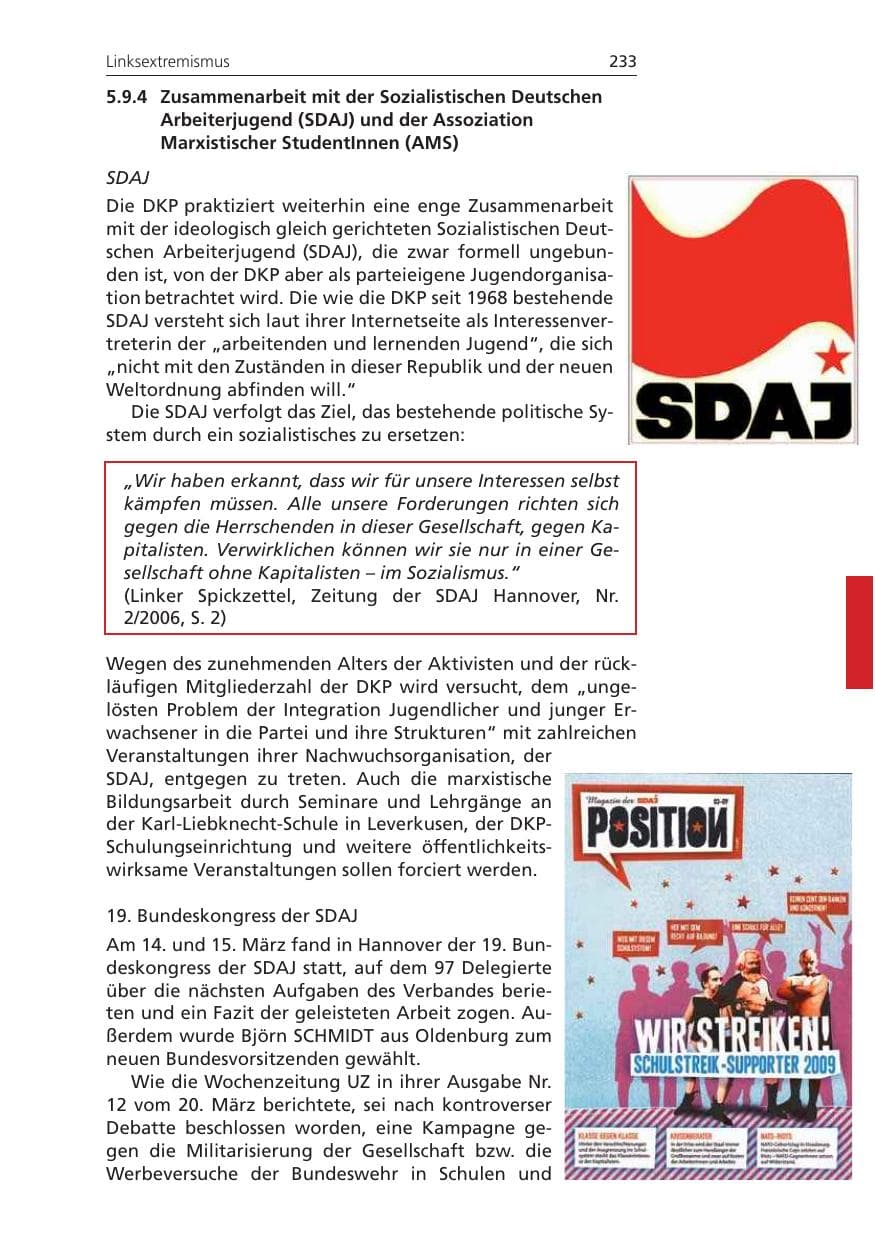 Seite 233 des Verfassungsschutzbericht 2009 Niedersachsen