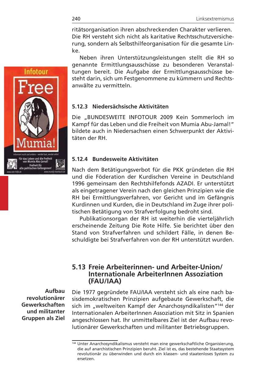 Seite 240 des Verfassungsschutzbericht 2009 Niedersachsen