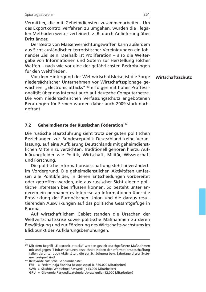Seite 251 des Verfassungsschutzbericht 2009 Niedersachsen