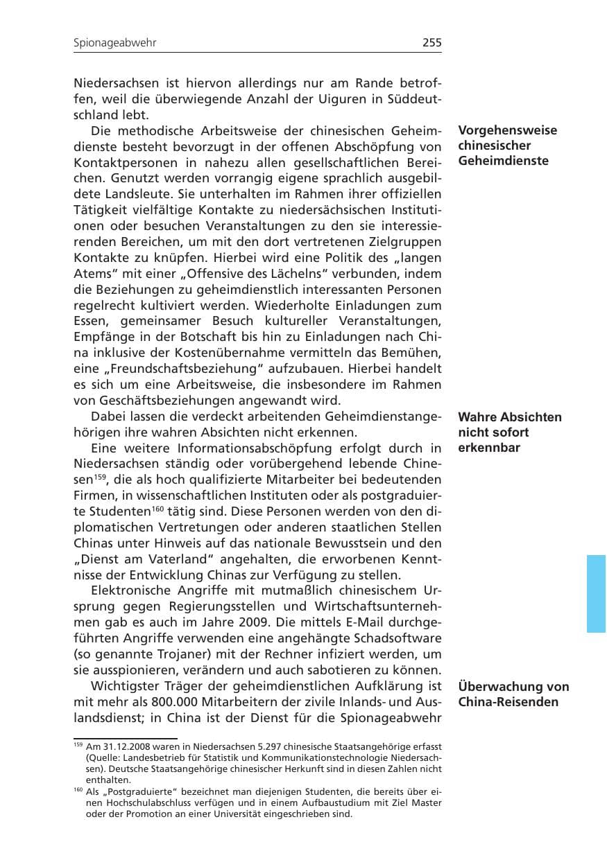 Seite 255 des Verfassungsschutzbericht 2009 Niedersachsen