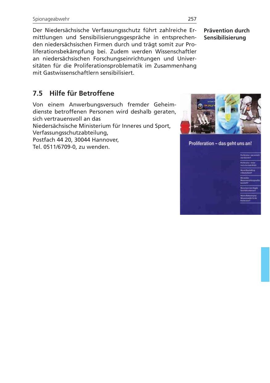 Seite 257 des Verfassungsschutzbericht 2009 Niedersachsen