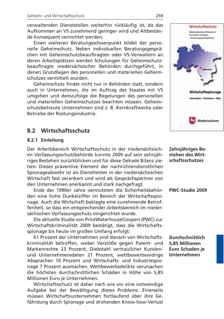 Seite 259 des Verfassungsschutzbericht 2009 Niedersachsen