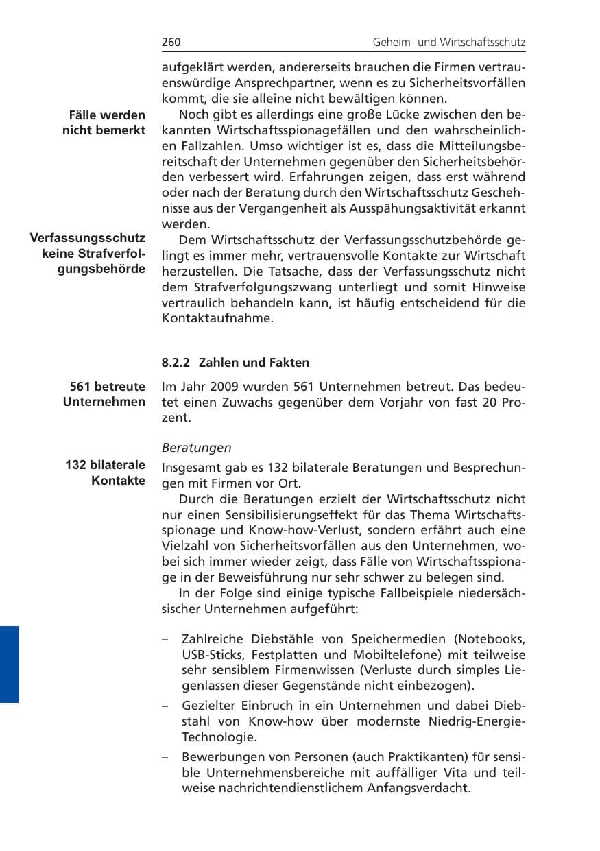 Seite 260 des Verfassungsschutzbericht 2009 Niedersachsen