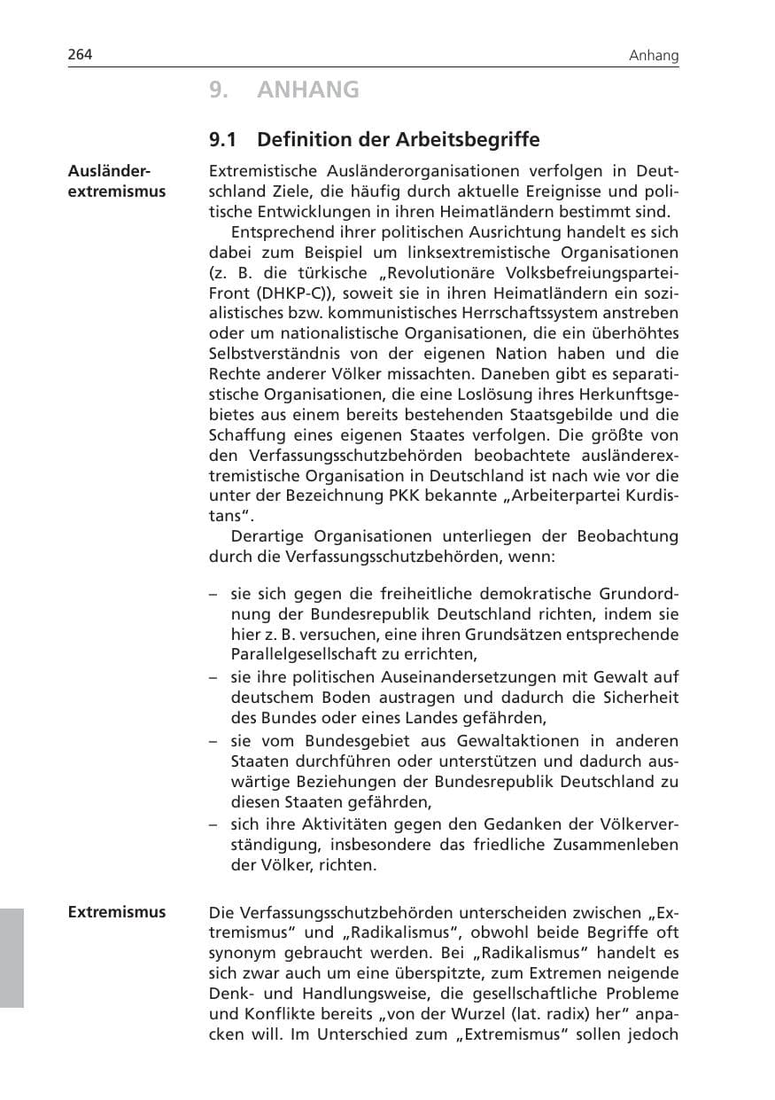 Seite 264 des Verfassungsschutzbericht 2009 Niedersachsen
