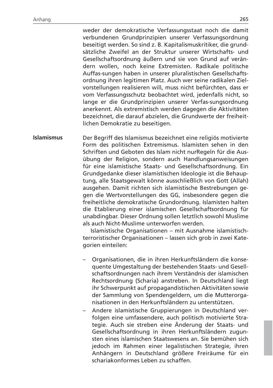 Seite 265 des Verfassungsschutzbericht 2009 Niedersachsen