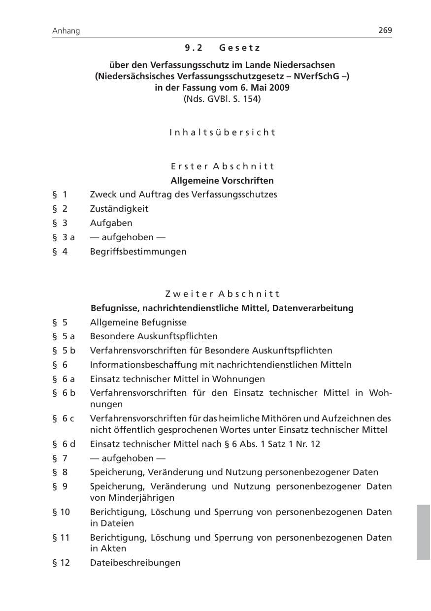Seite 269 des Verfassungsschutzbericht 2009 Niedersachsen